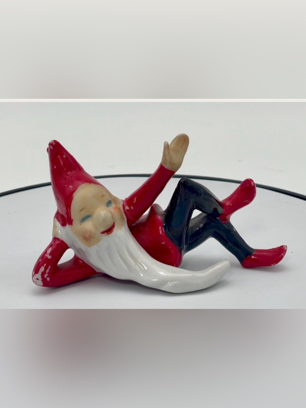 Vintage Christmas Elf Gnome Figure | Red Suit Collectible - Xmas tabletop decor